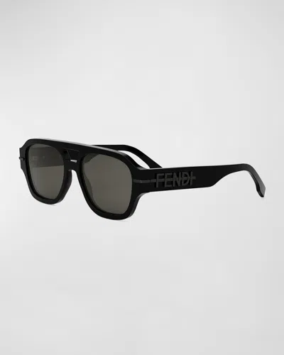 Fendi Men's Graphy Aviator Sunglasses In Black
