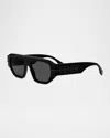 Fendi Men's Graphy Square Sunglasses In Shiny Blacksmoke