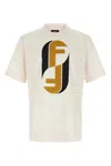 Fendi Beige Crewneck Logo T-shirt In Neutral