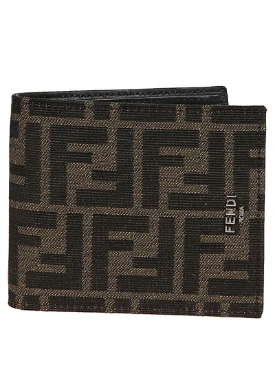 Fendi Men Ff 19 Jacquard Wallet In Brown