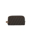 Fendi Men Ff Jacquard Fabric Beauty Case Medium In Brown