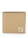 Fendi Beige Ff Canvas And Leather Compact Bi-fold Wallet In Brown