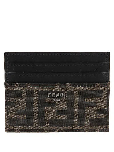 Fendi Men Ff Card Holder In Brown