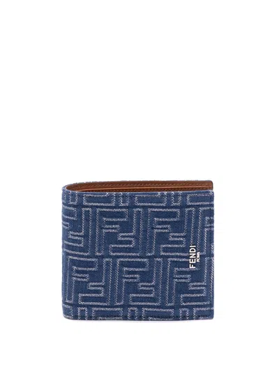 FENDI FENDI MEN `FF` DENIM BI-FOLD WALLET