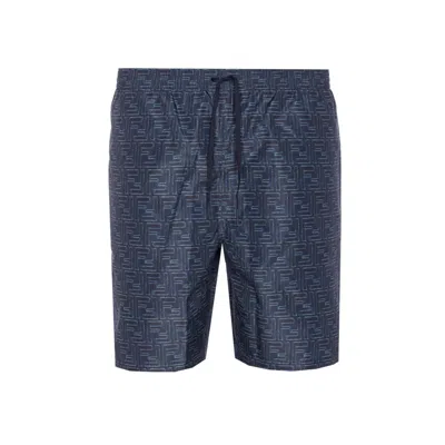 Fendi Men Ff Denim Effect Nylon Swimsuit