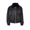 Fendi Men Black Shearling Jacket With Dropped Shoulders And Ff Patch On The Rear In Leather Man In Black