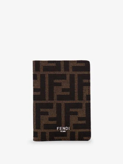 Fendi Men Ff Fabric Card Holder With Front Logo In Multi