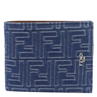Fendi Men Ff Jacquard Denim Bifold Wallet