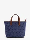 Fendi Structured Cotton Ff Shopping Bag With Leather Accents In Gray