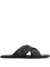 FENDI FENDI MEN FF JACQUARD FABRIC SLIDES