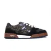 Fendi Match Low-top Ff Jacquard Fabric And Suede Sneakers In Brown