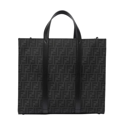Fendi Men Ff Jacquard Shopper Bag In Black