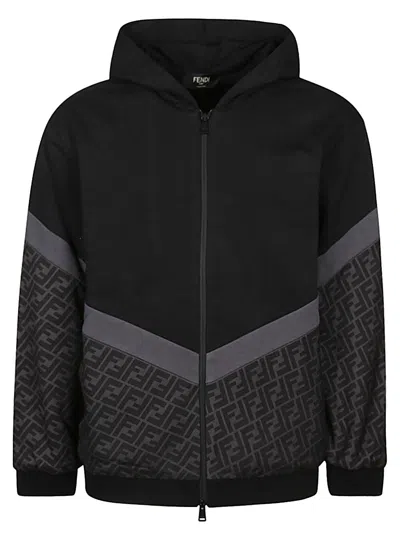 Fendi Men Ff Jersey Sweatshirt In Black