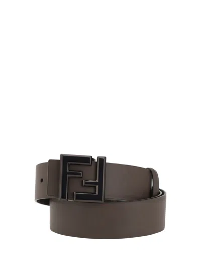 Fendi Ff Logo Reversible Men's Belt In Brown