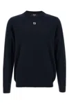 Fendi Ff Logo Wool Crewneck Sweater In Blue
