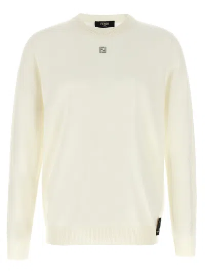 Fendi Men Ff Logo Sweater In White