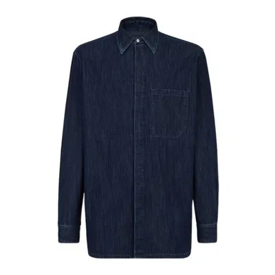 Fendi Men's Ff Long-sleeved Shirt In Blue