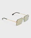 Fendi Men's Ff-monogram Square Sunglasses In Endura Gold Mirror