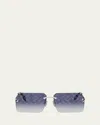 Fendi Men's Ff-monogram Square Sunglasses In Shiny Palladium Gradient Blue