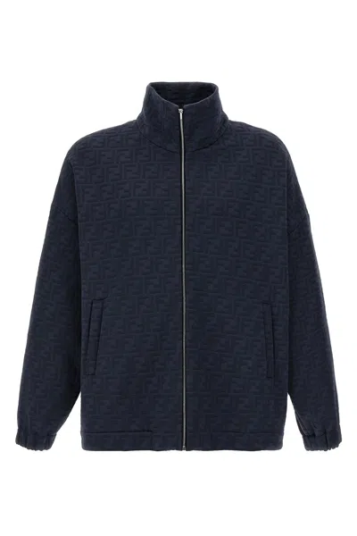 Fendi Men Ff Monogram Sweatshirt In Blue