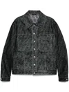 Fendi Ff-motif Denim Jacket In Grey
