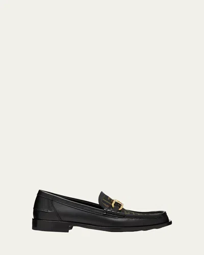 Fendi Leather Loafers With Buckle Detail In Black
