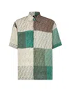 Fendi Patchwork-design Ff-logo Print Linen Shirt In Multi
