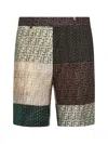 Fendi Ff Patchwork Linen Bermuda Shorts