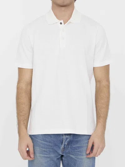 Fendi Men Ff Piqué Polo In White