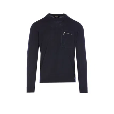 Fendi Men Ff Pocket Sweater In Blue