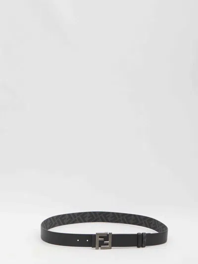 Fendi Men Ff Reversible Belt In Black