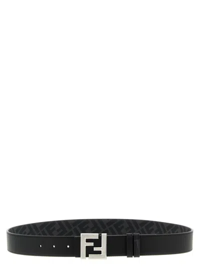 Fendi Men 'ff' Reversible Belt In Black