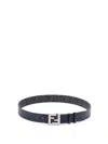 Fendi Reversible Leather And Ff Fabric Belt In Multicolor