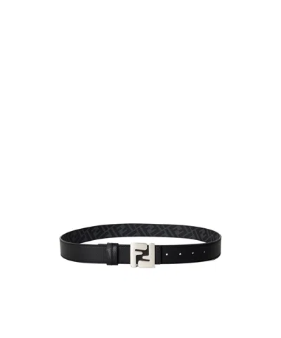 Fendi Men's Ff Reversible Leather Belt In Black