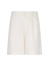 Fendi Embroidered Pattern Silk Bermuda Shorts In White
