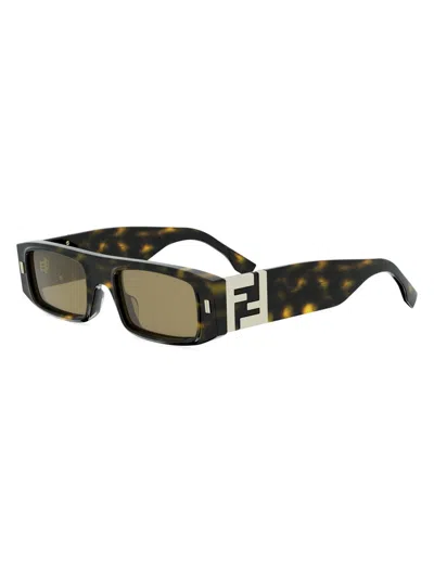 Fendi Men's Ff Squared 52mm Rectangular Sunglasses In Pattern