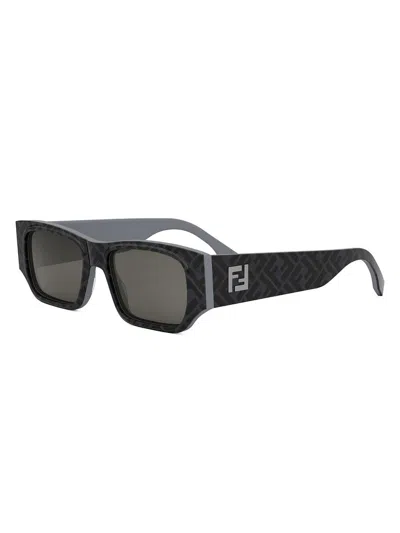 Fendi Men's Ff Squared 54mm Rectangular Sunglasses In Metallic