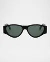 Fendi Eyewear Cat-eye Frame Sunglasses In Shiny Blackgreen