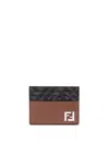 Fendi Ff Squared Card Holder In Brown