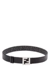 Fendi Men's Ff Squared Leather And Canvas Reversible Belt In Black