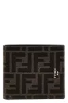 Fendi Portafoglio Ff Bi-fold In Tessuto Ff Marrone In Brown
