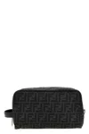 Fendi Men Embroidered Fabric Ff Beauty Case In Black