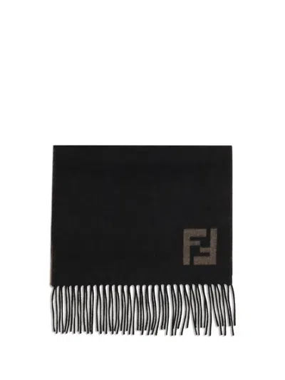 Fendi Men Ff Wool Blend Scarf In Brown