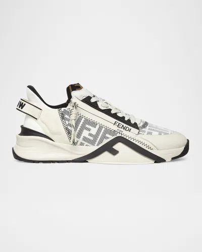 FENDI MEN'S FLOW MIXED MEDIA LOW-TOP SNEAKERS