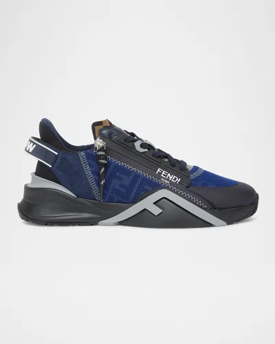 FENDI MEN'S FLOW MIXED MEDIA LOW-TOP SNEAKERS