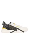 Fendi Men Multicolor Leather And Fabric Flow Sneakers In White