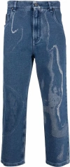 Fendi Multicolor Calf Leather Trousers For Men In Indaco