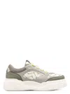 Fendi Force Sneaker In White Leather And Green Nubuck Men In Multicolor