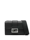 Fendi Baguette Double Leather Crossbody Bag In Black
