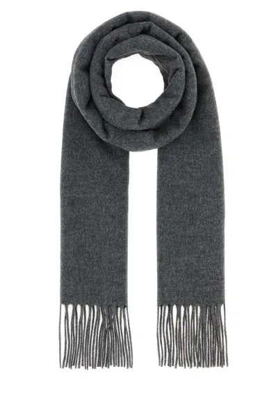 Fendi Men Graphite Wool Blend Scarf In Gray